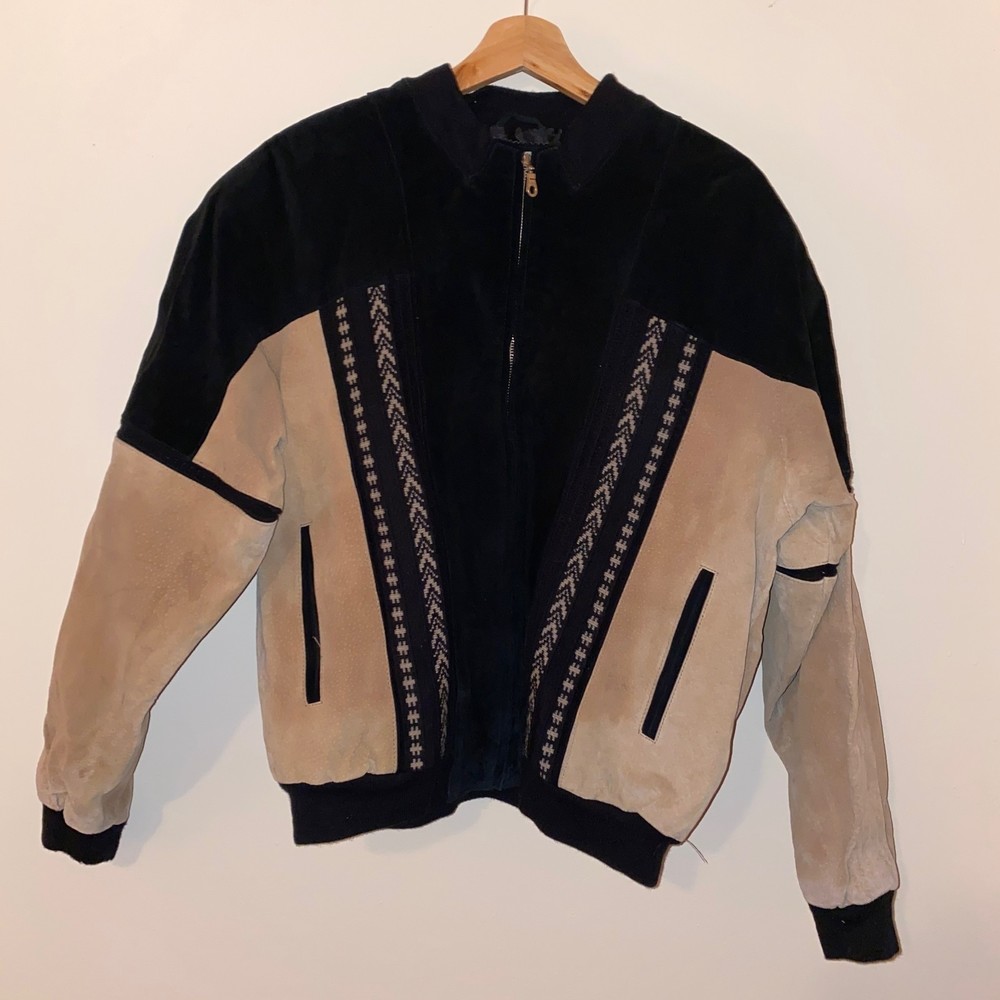 Tuskany Italy New york Leather suede design jacket black/chestnut color size 2XL